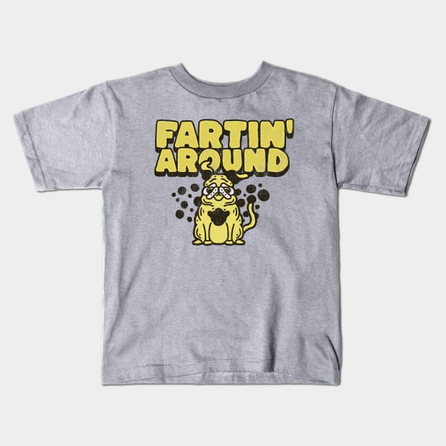 Fartin' Around Cartoon Dog Bubbling Up Something Kids T-Shirt by Contentarama